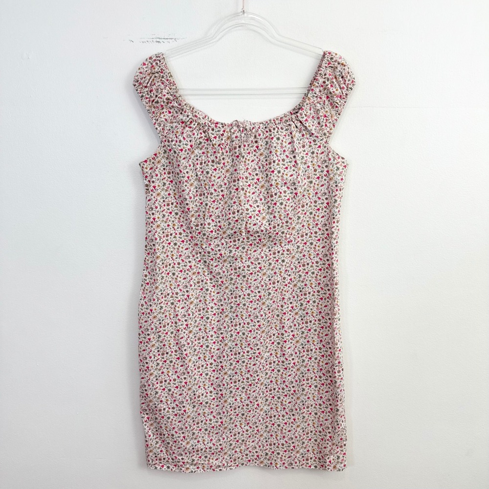 Vintage Apostrophe Stretch Floral Sheath Dress Pink Cottagecore Size 16